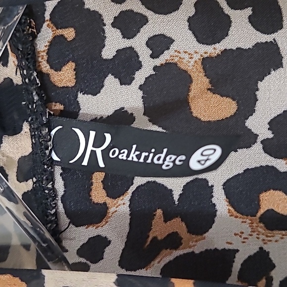 Leopard print high tie neck sheer long sleeve button front blouse - Picture 5 of 7